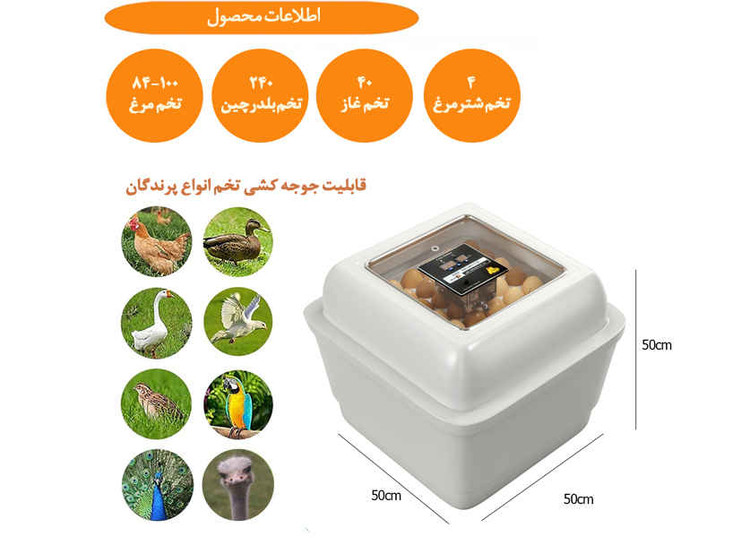 دستگاه جوجه کشی دو جداره 84 عددی با مه پاش اولتراسونیک